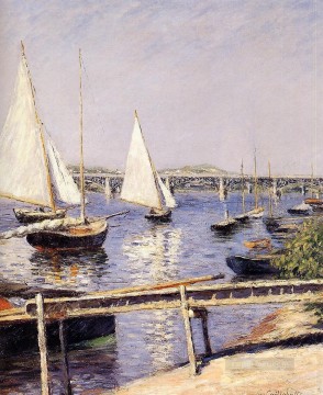  Argenteuil Painting - Sailing Boats at Argenteuil Impressionists seascape Gustave Caillebotte